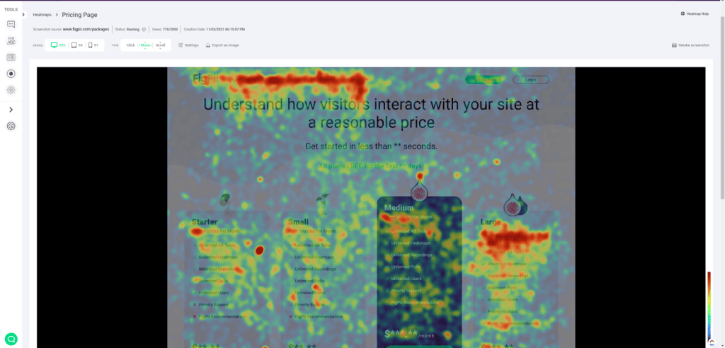 An image showing a mouse tracking heatmap of a website
