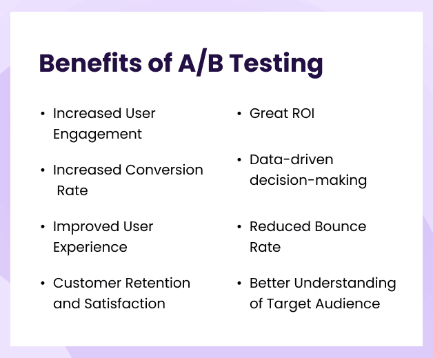 An image showing the benefits of A/b testing