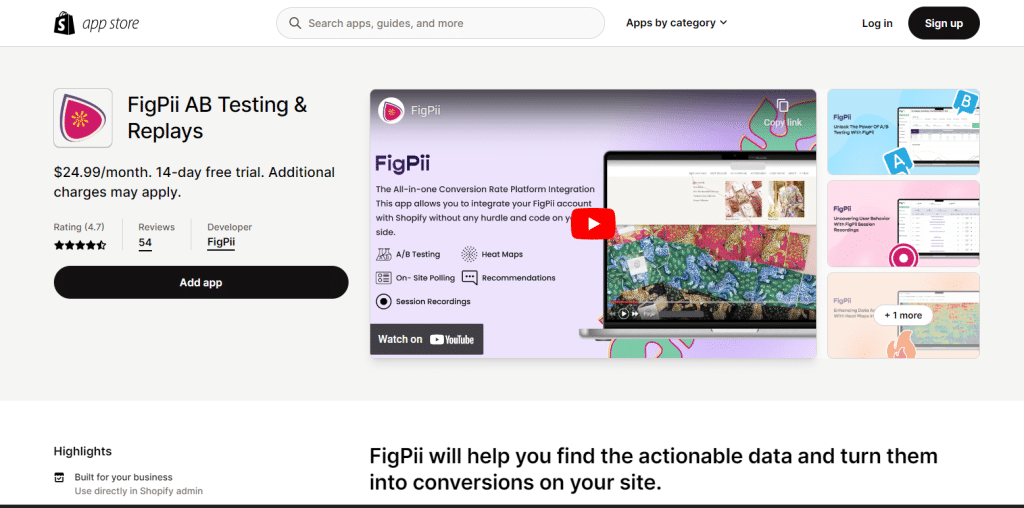 A screenshot of FigPii on the Shopify App Store