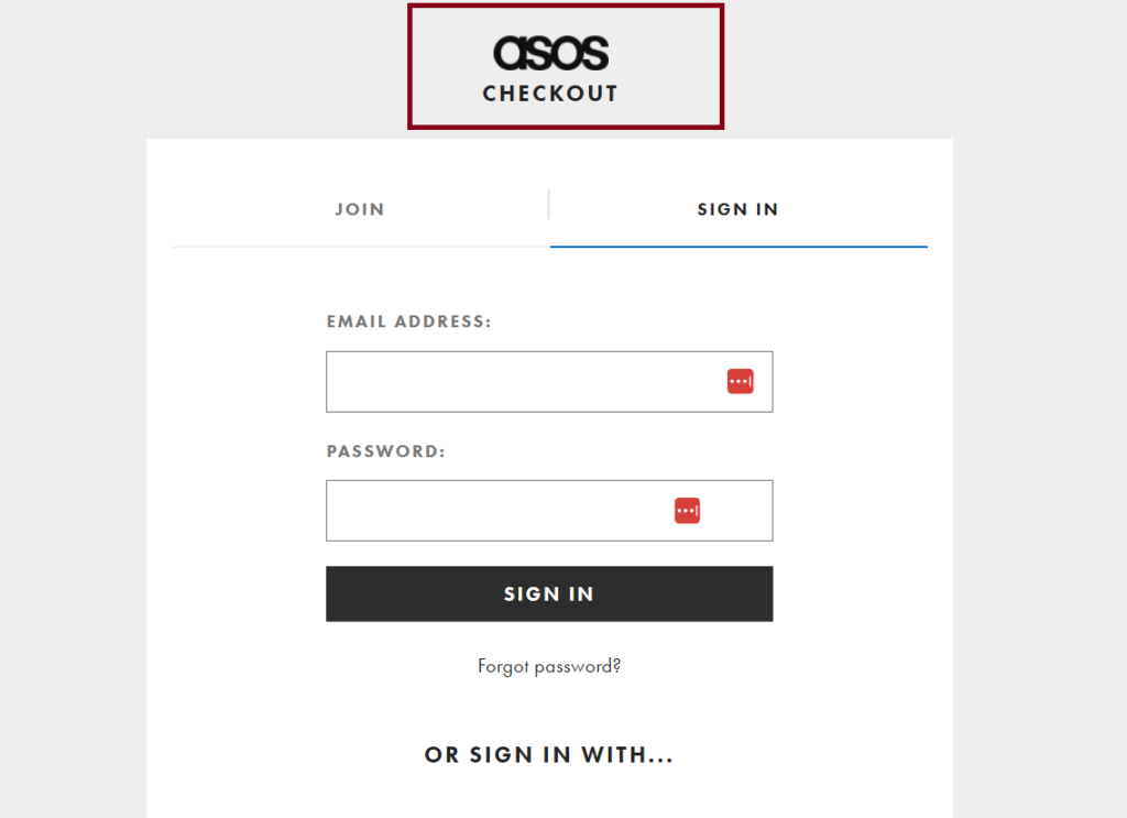 Asos Checkout Page