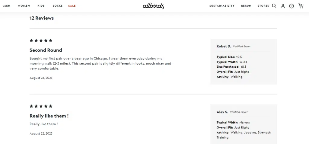 Allbirds customer reviews and ratings