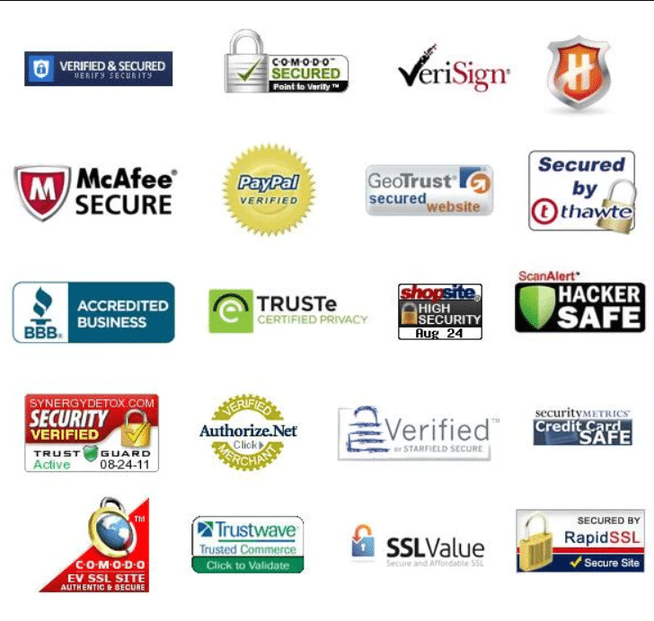 Trust badges and certifications