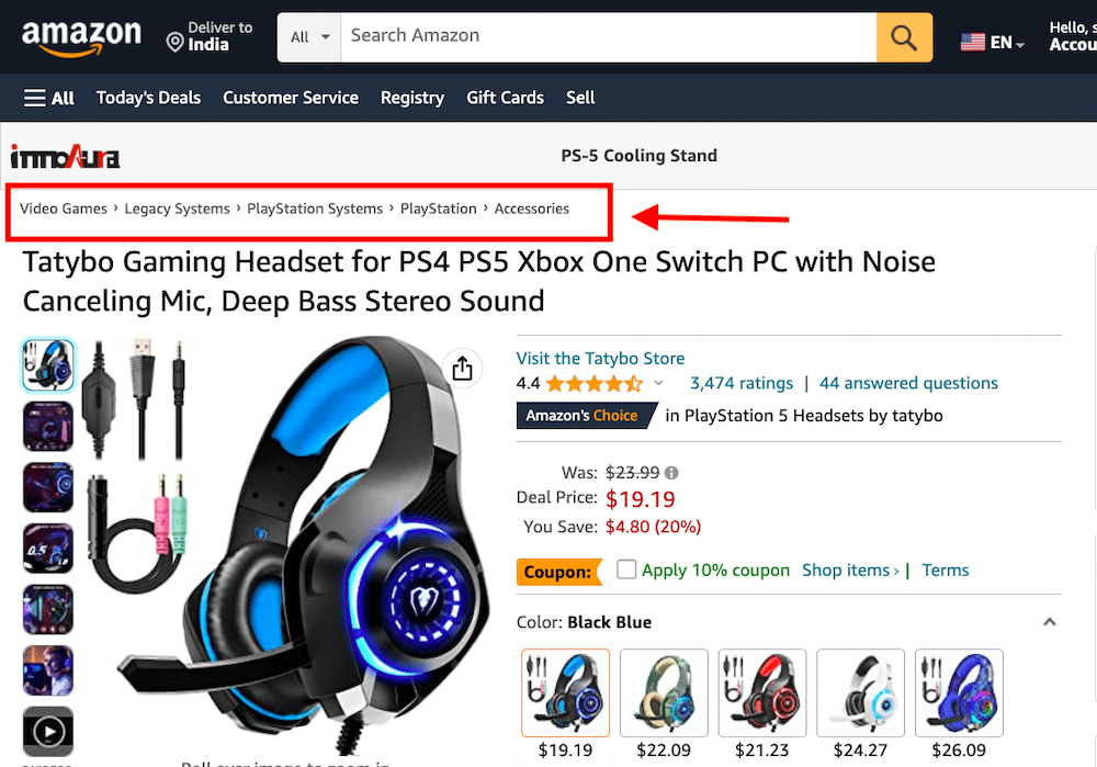 Amazon product page