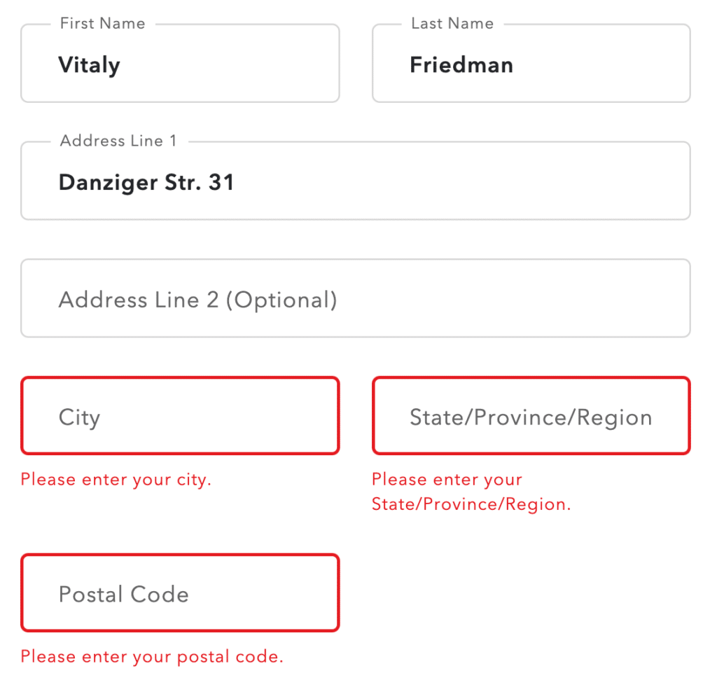 An example of a form validation in action