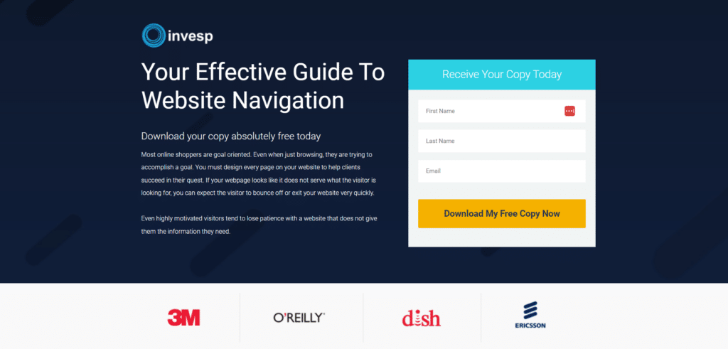 Invesp Free Ebook Download Landing PAge