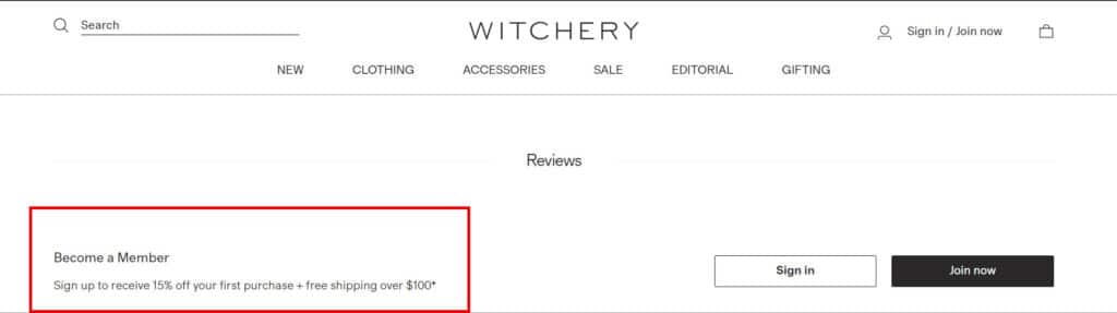 Witchery Become A Member Section