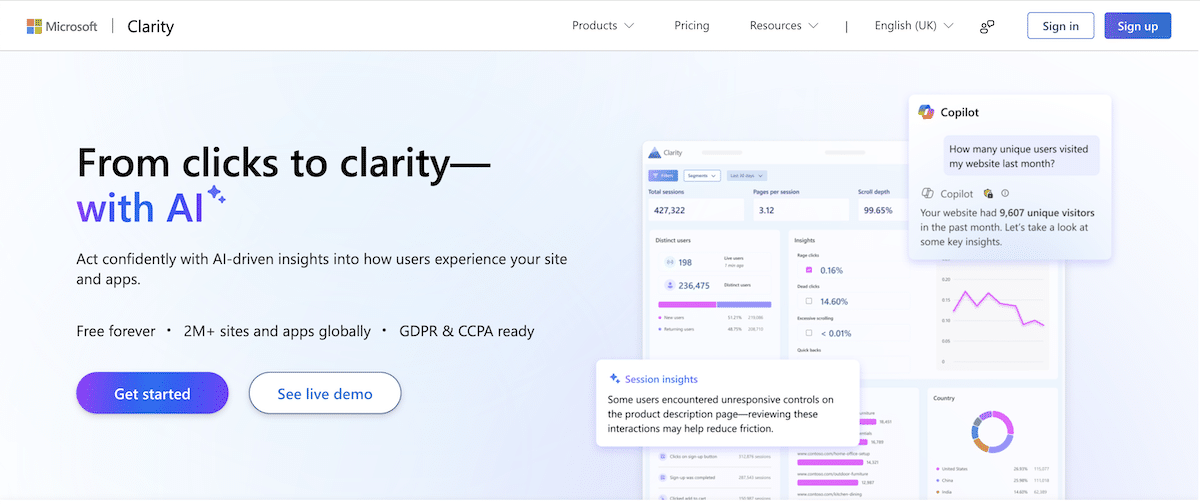 Microsoft Clarity best heatmap tools