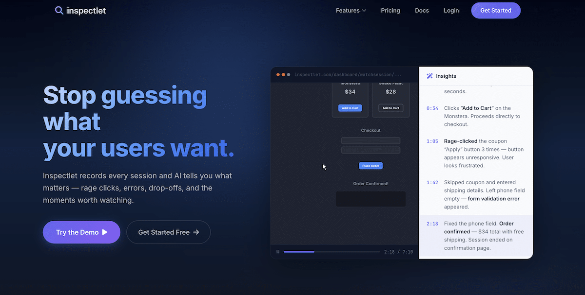 Inspectlet Best Website Heatmap tools
